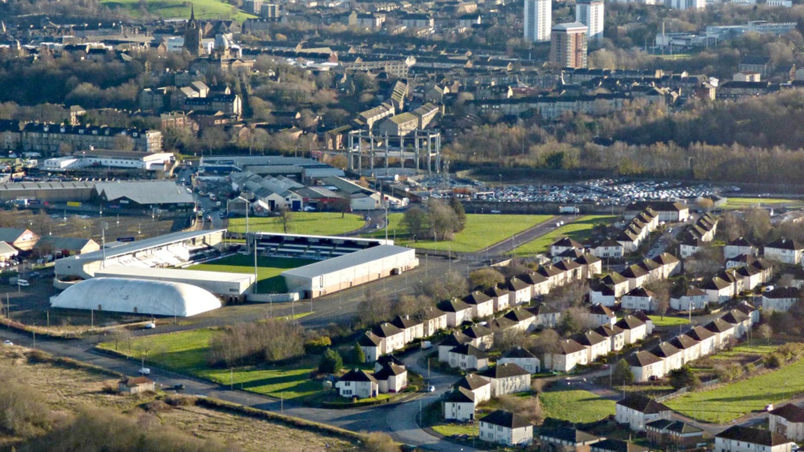 Aerial view of St Mirren Park in Paisley
